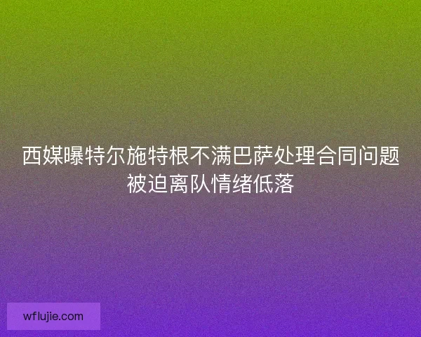 西媒曝特尔施特根不满巴萨处理合同问题被迫离队情绪低落