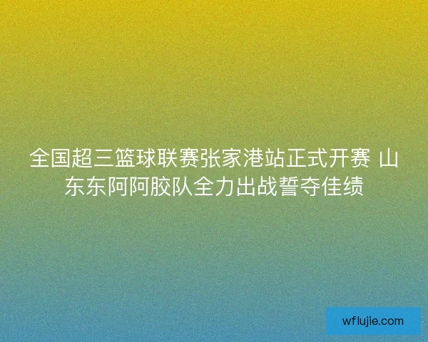 全国超三篮球联赛张家港站正式开赛 山东东阿阿胶队全力出战誓夺佳绩